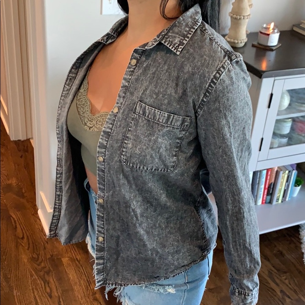 Acid Wash Button Up - Picture 2 of 3